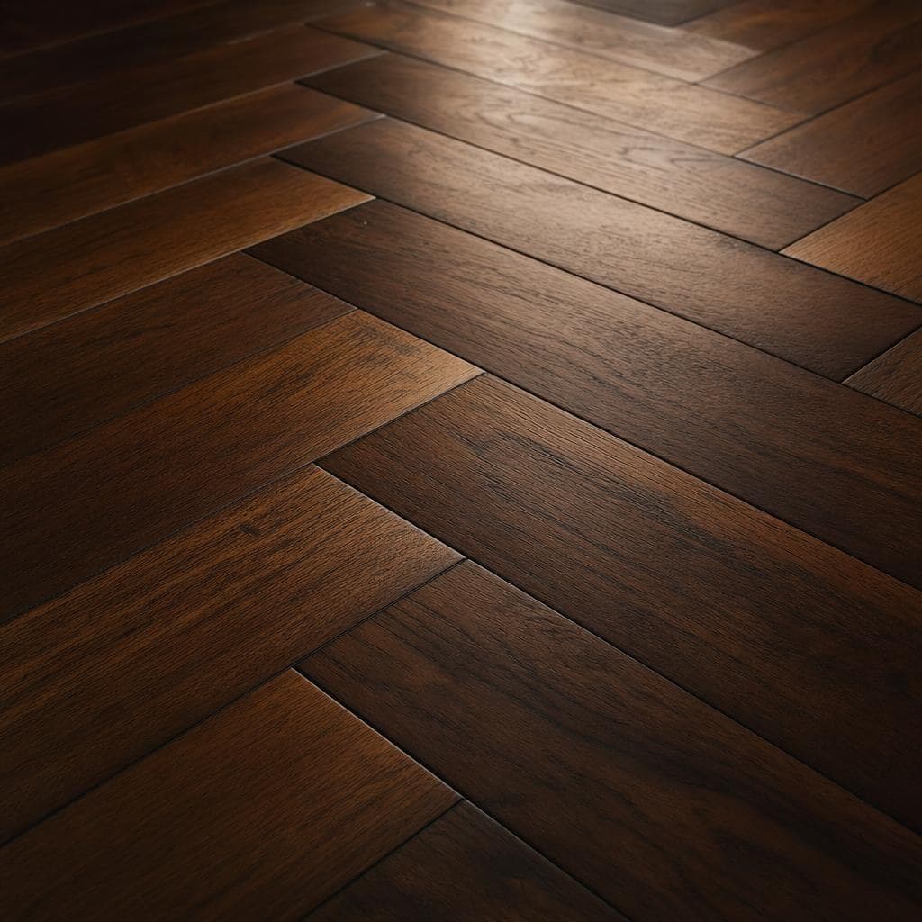 Close detail of a tight plank flooring installation
